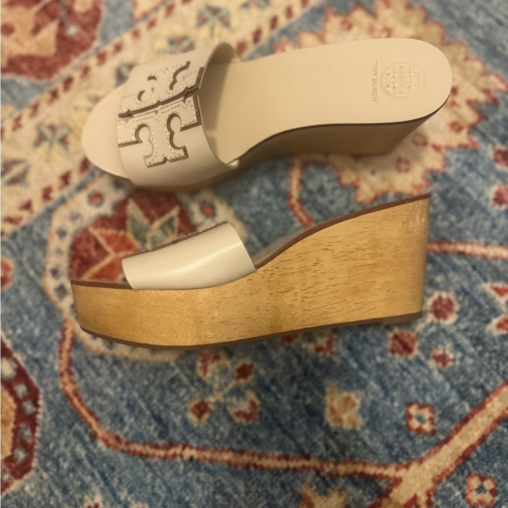 Tory Burch Cream Wedge Slider Sandal